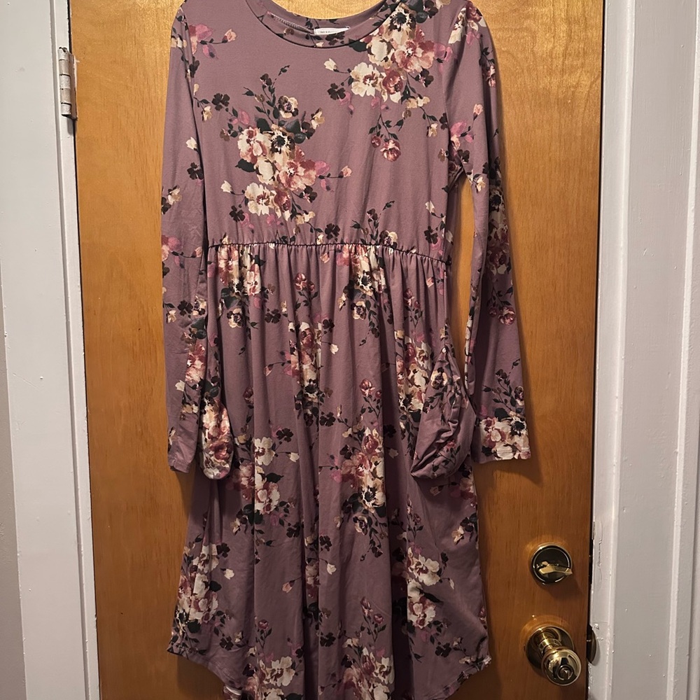 Floral Long Sleeve Kids Dress